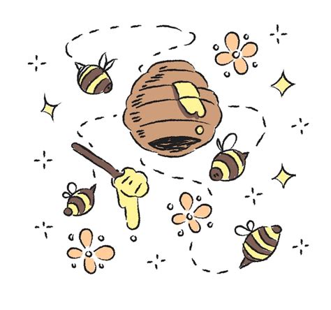 Premium Vector Bee And Honeycomb Doodle Bee And Honeycomb