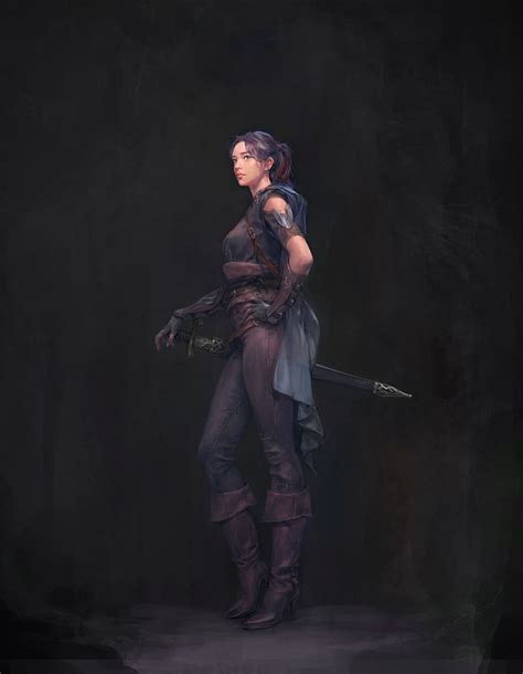 Artwork Women Fantasy Art Fantasy Girl Standing Women With Swords Hd Wallpaper