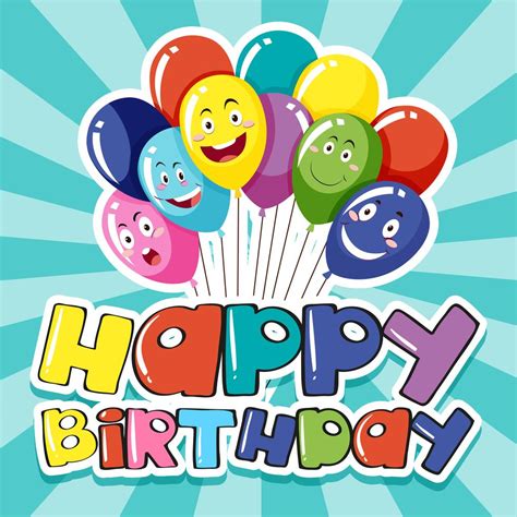 Happy Birthday Card Template With Colorful Balloons 299027 Vector Art