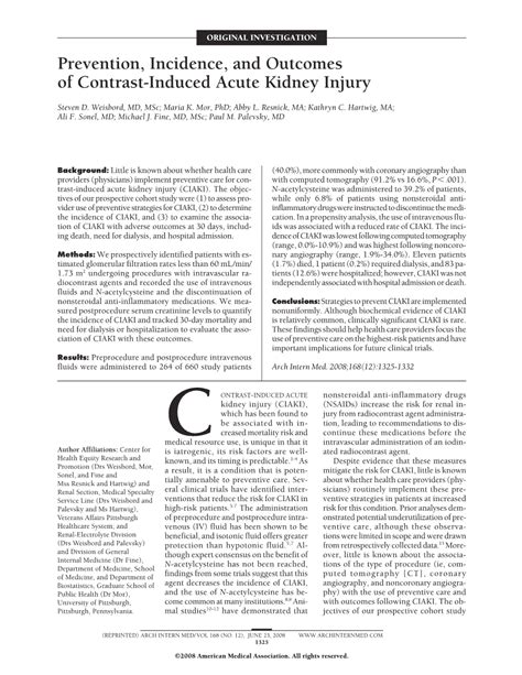 Prevention Incidence And Outcomes Of Contrast Induced Acute Kidney