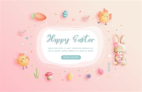 Happy Easter Greeting With Easter Elements 699419 Vector Art At Vecteezy