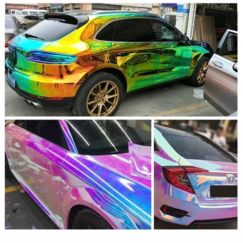 Rainbow Chrome Car Vinyl Pvc Self Adhesive Air Bubble Color Changing