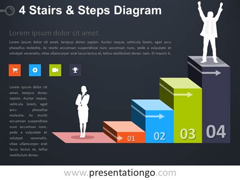 4 Staged Arrow Stair Powerpoint Diagram Presentationgo Powerpoint Images