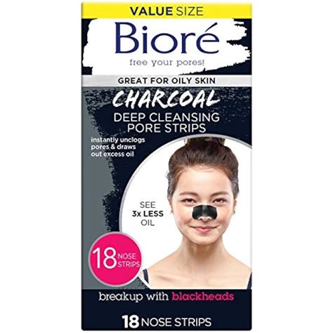 Bioré Charcoal Deep Cleansing 18 Nose Strips For Blackhead Removal On