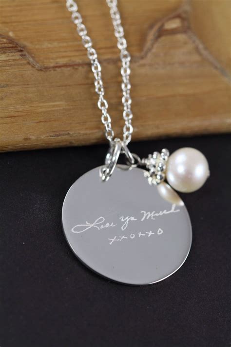 Engraved Handwriting Jewelry Pendant Necklace 925 Sterling Silver By