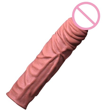 Soft Realistic Penis Sleeve Extender Penis Enlargement Extension Cock Sleeve Reusable Condoms