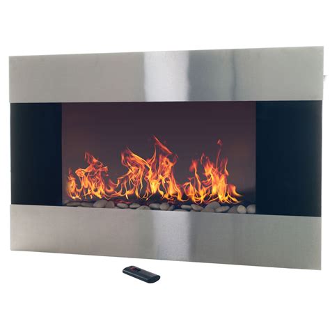 Northwest Stainless Steel 36 Inch Electric Wall Mounted Fireplace