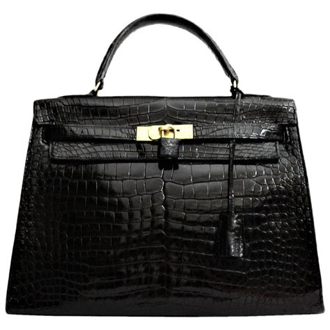 Hermès Black Crocodile Leather Kelly 32cm Bag For Sale At 1stdibs