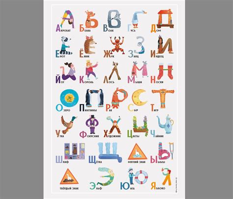 Cyrillic Russian Alphabet Poster To Learn Abcs My Favorite Letter 19x27