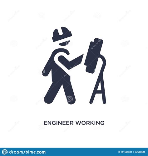 Engineer Working Icon On White Background Simple Element Illustration