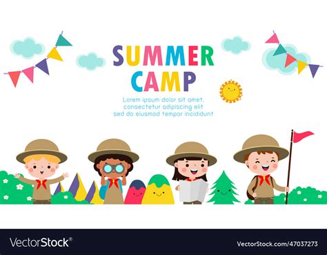 Kids Summer Camp Background Education Banner Vector Image