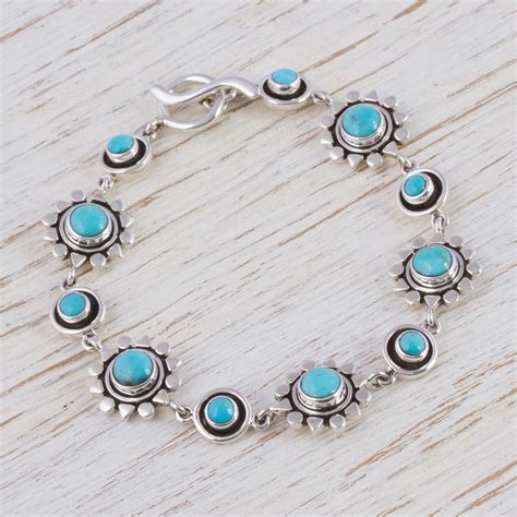 turquoise-flower-bracelet,-aztec-star-turquoise-bracelet,-sterling-silver-earrings-studs