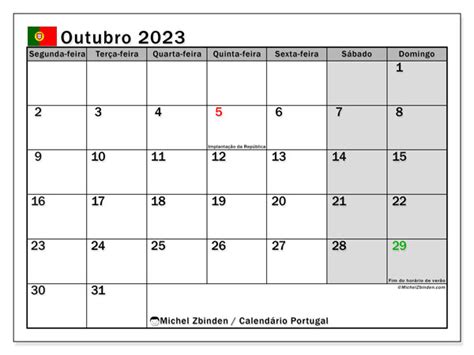 Calendário de outubro de 2023 para imprimir 501SD Michel Zbinden PT