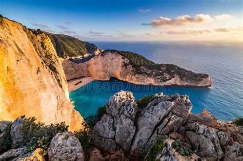 Navagio Bay And Ship Wreck Beach In Summer Zakynthos Greece In The