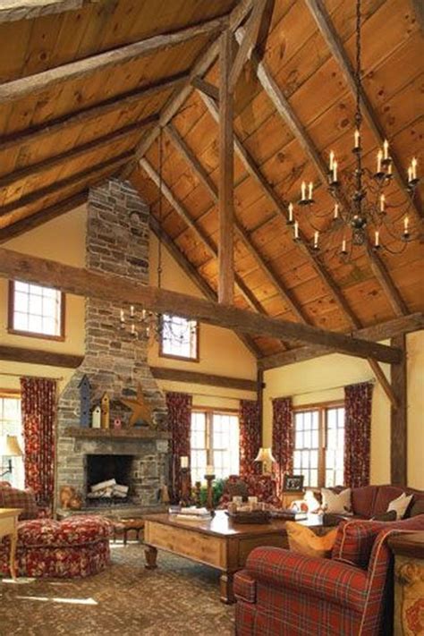 The Best Vaulted Ceiling Living Room Design Ideas 27 Rustic House
