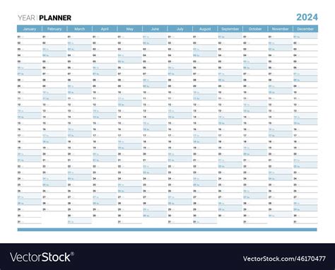 2024 Yearly Planner Or Organizer Design Template Vector Image