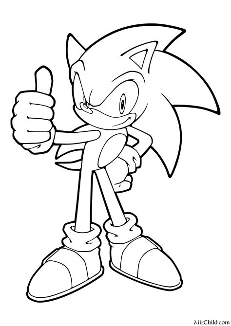 Раскраска Sonic The Hedgehog Ёж Соник уверен в себе Mirchild