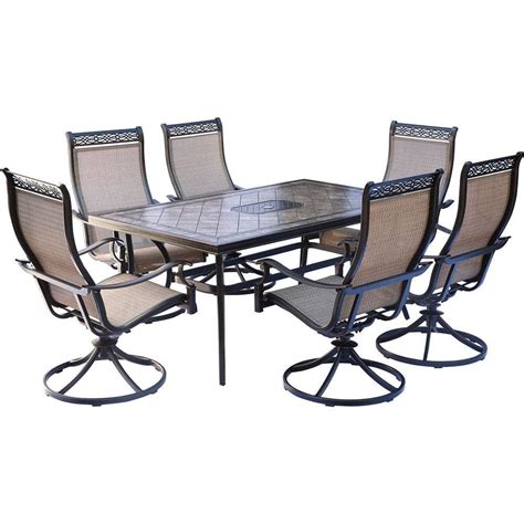 Hanover Monaco 7 Piece Aluminum Outdoor Dining Set With Rectangular