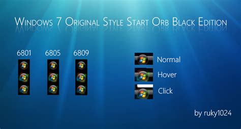 Windows 7 Original Style Start Orb Black Edition By Ruky1024 On Deviantart