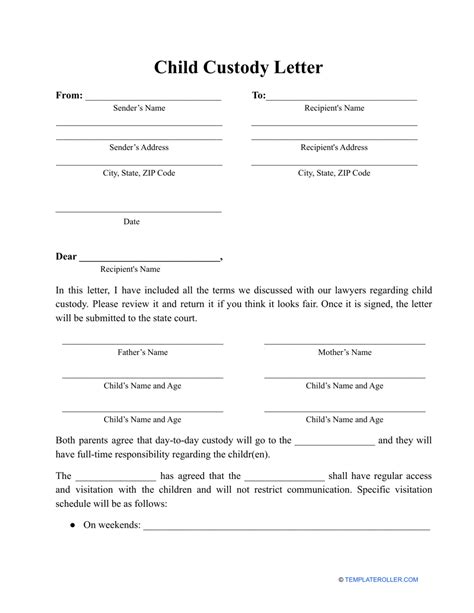 Child Custody Letter Template Download Printable Pdf Templateroller