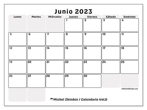 Calendario Junio De 2023 Para Imprimir “50ld” Michel Zbinden Ar
