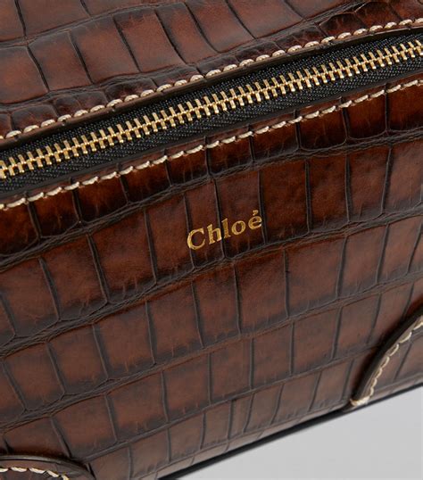 Chlo Brown Mini Croc Embossed Daria Cross Body Bag Harrods Uk