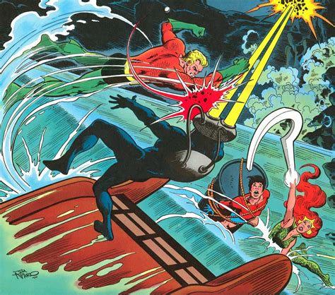 Aquaman Vs Black Manta An Illustration From The 1977 Super Dc Calendar