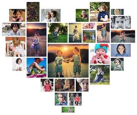 Heart Shaped Photo Collage Template In Photoshop Heart Shaped Photo