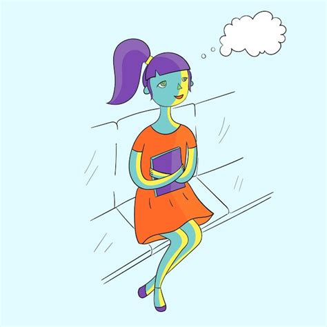Premium Vector Young Girl Dream With Book Vivid Color Vector