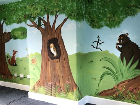 primary school library book character mural joanna perry wall art