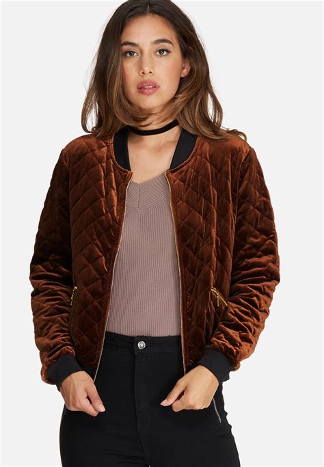 Quilted Bomber Jacket Bronze Missguided Jackets