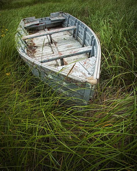 Old Weathered Row Boat Abandoned In The Grass On Pei No032 Photograph By Randall Nyhof