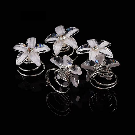 12 Pack Spiral Shape Hair Clips With Rhinestone Flower Spiral Hairpins Twists Hair Clips Pins
