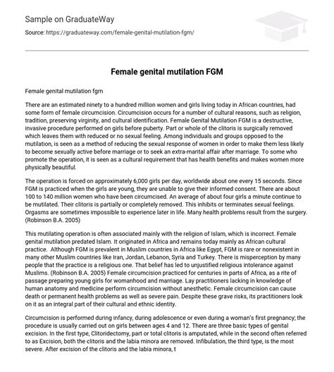 ⇉female Genital Mutilation Fgm Essay Example Graduateway