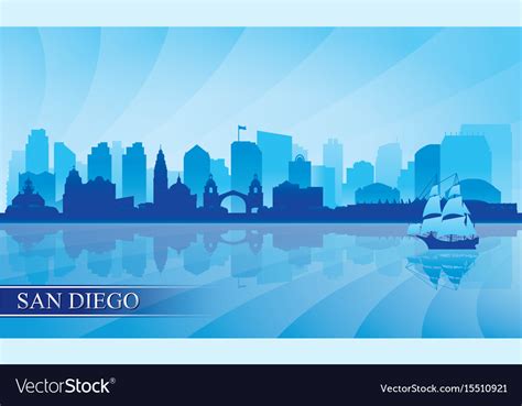 San Diego City Skyline Silhouette Background Vector Image