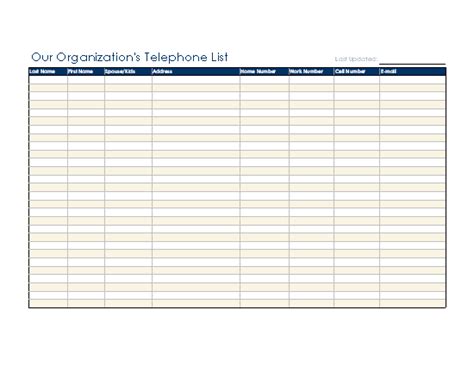 Phone List Template Microsoft Excel Template Ms Office Templates