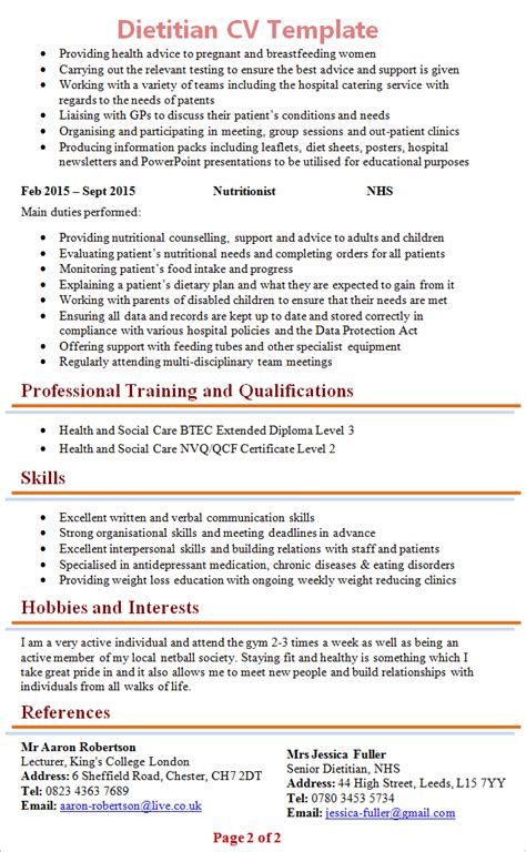 We are members of the society of will writers and follow their code of conduct. dietitian-cv-template-2