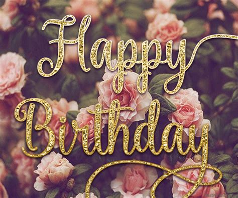 Gold Letter Happy Birthday  With Pink Roses Pictures Photos And