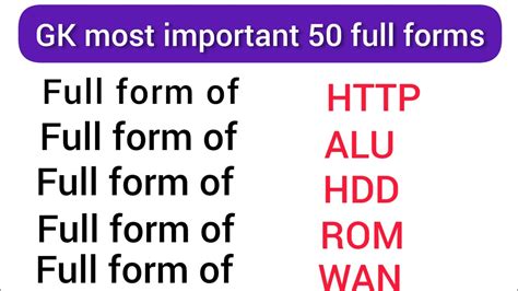 Most Important Gk 50 Full Formsfull Forms Of General Knowledge Forms