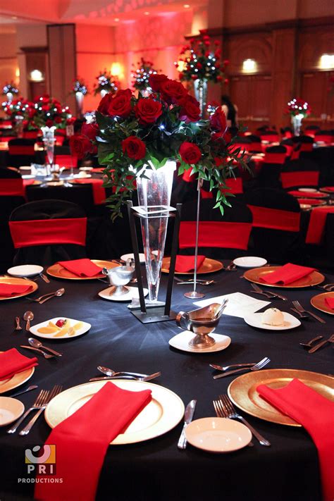 Black Tie Motown Event With Classic Red Rose Centerpiece