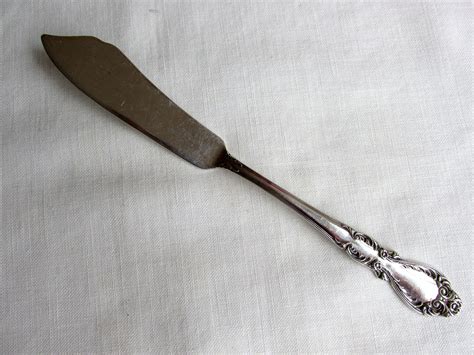 Butter Knife Sterling Silver Flat Handle Master Butter Knife In Old