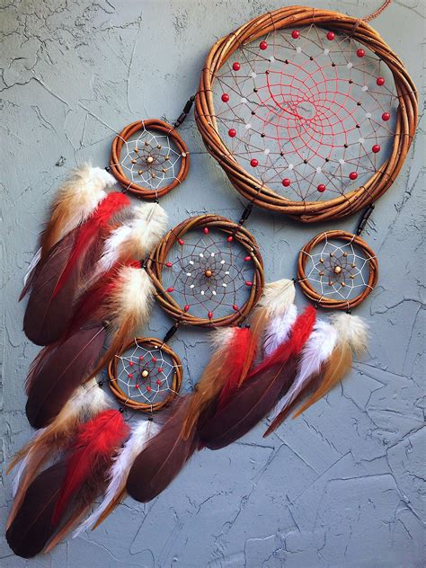 Dream Catcher Wall Hanging Traumfänger Willow Red Dreamcatcher Etsy