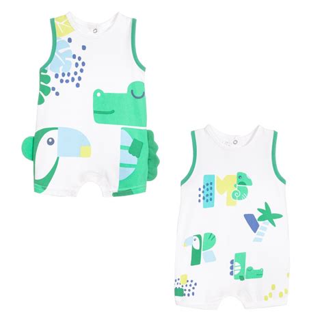 Mayoral Newborn Green And White Shorties 2 Pack Childrensalon Outlet