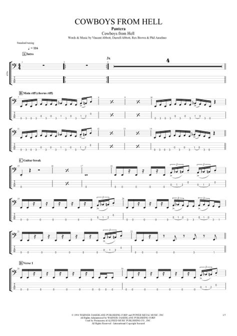 Cowboys From Hell Tab By Pantera Guitar Pro Guitars Bass And Backing