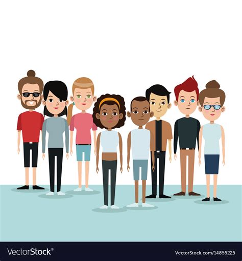 Cartoon Differents Group People Community Culture Vector Image