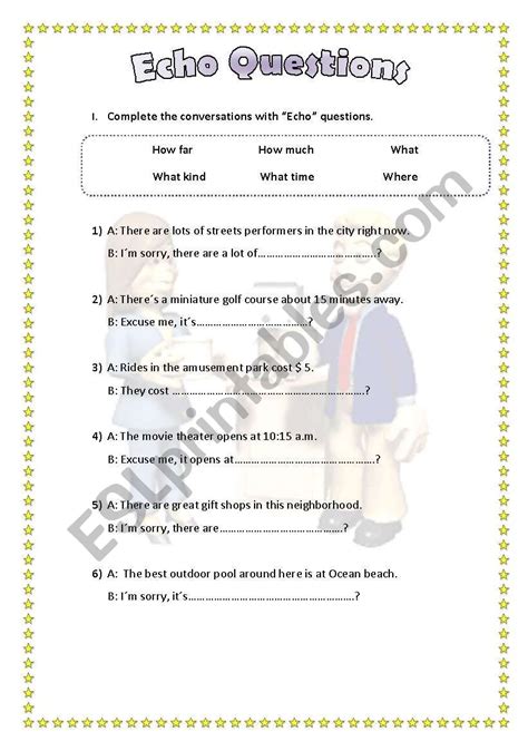 Echo Questions Multiple Choice Esl Exercise Worksheet Images