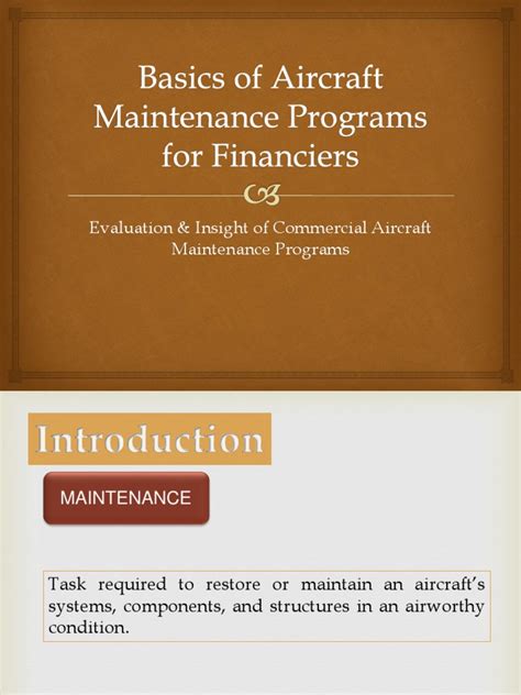 Basics Of Aircraft Maintenance Programs For Financiers Pdf