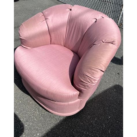 1980s Vintage Art Deco Mauve Rose Pink Swivel Chair Chairish
