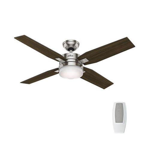 This ceiling fan has a remote box. Hunter Mercado 50 in. LED Indoor Brushed Nickel Ceiling ...