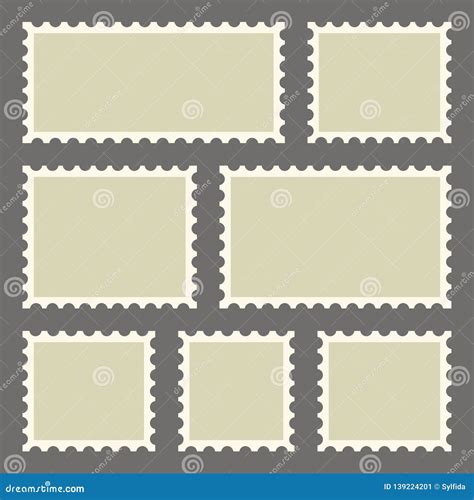 Set Of Blank Postage Stamps Of Different Sizes Vector Illustration Stock Illustration